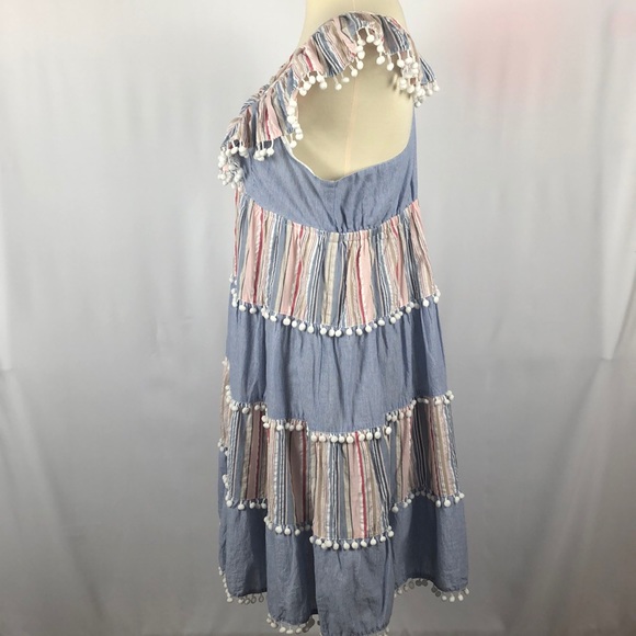 Romeo + Juliet Couture Cute Blue and White Ruffle Fringe Dress - Size Small - Picture 6 of 14